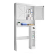 VEVOR Over The Toilet Storage Cabinet, 67.44 in Height Bathroom Storage Organizer with Double Door and Adjustable Shelf, Bathroom Space Saver Organizer Above Toilet with Open Shelf, White