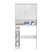 VEVOR Over The Toilet Storage Cabinet, 67.44 in Height Bathroom Storage Organizer with Double Door and Adjustable Shelf, Bathroom Space Saver Organizer Above Toilet with Open Shelf, White