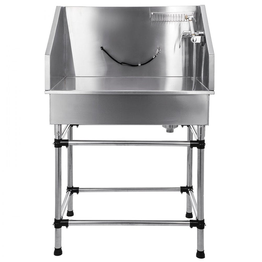 VEVOR Dog Grooming Tub 38 Inch Stainless Steel Professional Pet Bathing Tub Station Small Medium Pet Grooming Tub Wash Shower Sink with Faucet and Accessories Dog Washing Station Pet Bath Tub