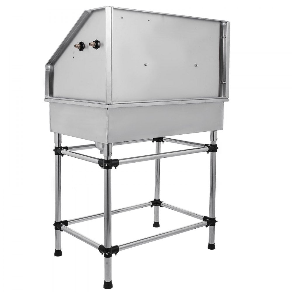 VEVOR Dog Grooming Tub 38 Inch Stainless Steel Professional Pet Bathing Tub Station Small Medium Pet Grooming Tub Wash Shower Sink with Faucet and Accessories Dog Washing Station Pet Bath Tub