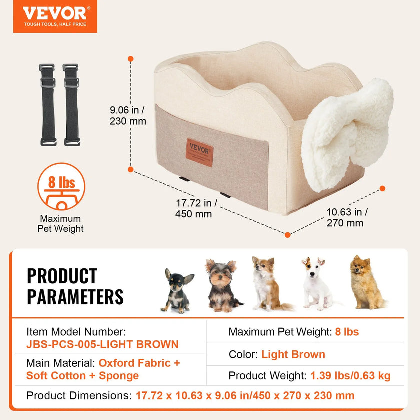 VEVOR Center Console Dog Car Seat Dog Booster Car Seat for Small Dog 8 lbs