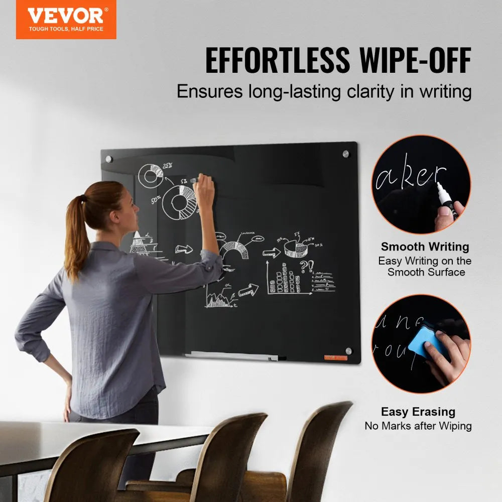 VEVOR Magnetic Glass Whiteboard, Dry Erase Board 36