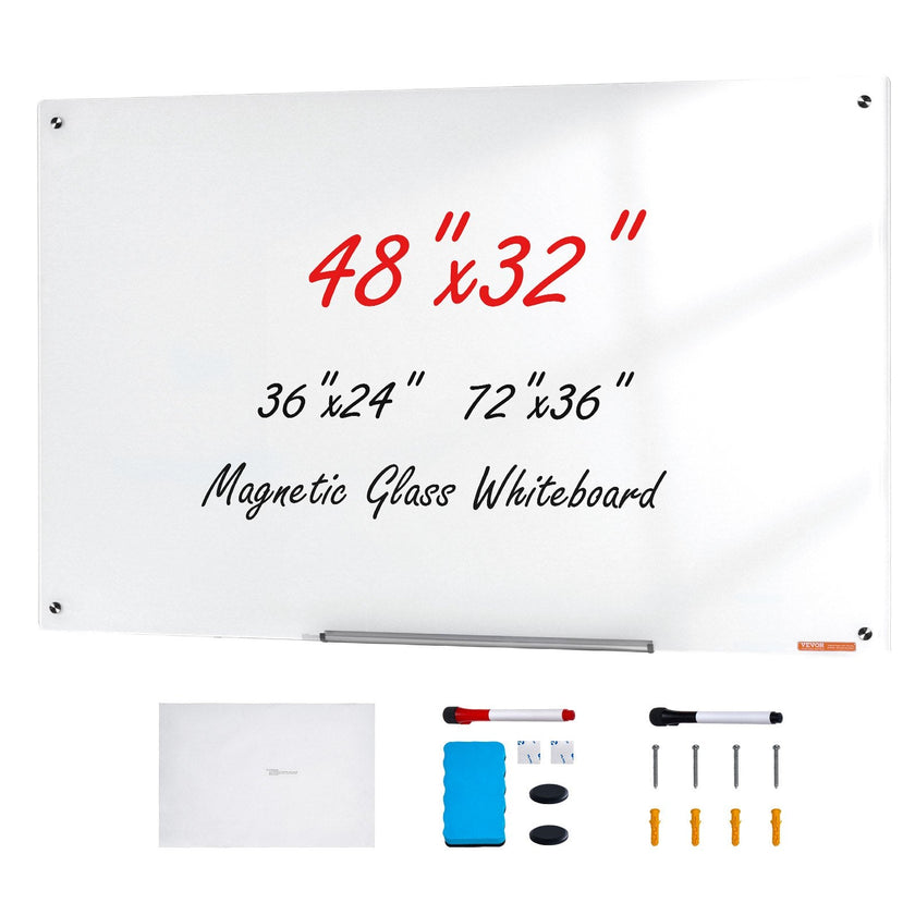 VEVOR Magnetic Glass Whiteboard, Dry Erase Board 48