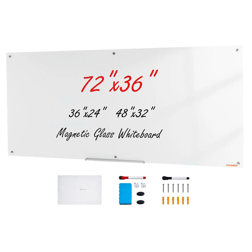 VEVOR Magnetic Glass Whiteboard, Dry Erase Board 72