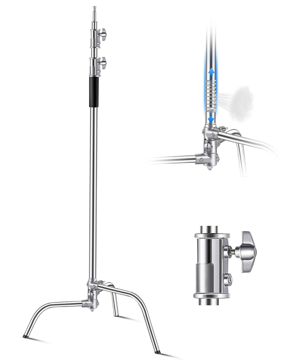 VEVOR C Stand Max Height 10.83 ft/330 cm Stainless Steel Photography Light Stand
