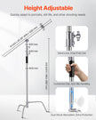 VEVOR C Stand with Boom Arm Max Height 10.83 ft/330 cm Photography Light Stand