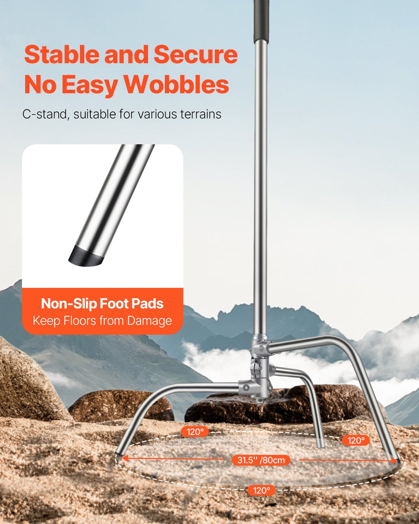 VEVOR C Stand with Boom Arm Max Height 10.83 ft/330 cm Photography Light Stand