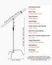 VEVOR C Stand with Boom Arm Max Height 10.83 ft/330 cm Photography Light Stand