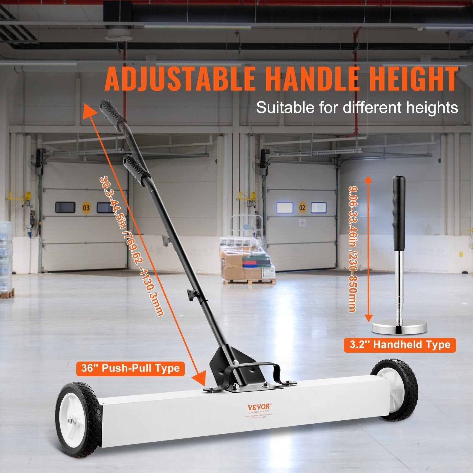 VEVOR 36-Inch Magnetic Sweeper with Wheels Telescoping Magnetic Pickup Tool