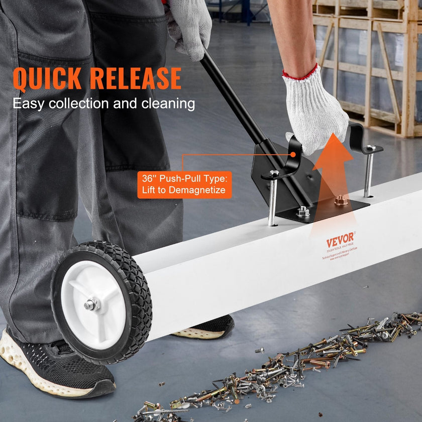VEVOR 36-Inch Magnetic Sweeper with Wheels Telescoping Magnetic Pickup Tool
