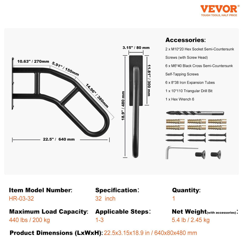 VEVOR Handrails for Outdoor Steps 32