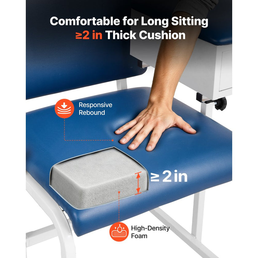 Phlebotomy Chair with Adjustable Armrests & Storage Drawer, 500 lb Capacity, Medical Blood Draw Chair