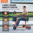 VEVOR Foldable 3 Wheel Mobility Scooter for Seniors, Portable Electric Powered Mobility Scooter with 12 Mile Long Range, All Terrain Travel Wheelchair with 48V Lithium-ion Battery, Max Support 330LBS