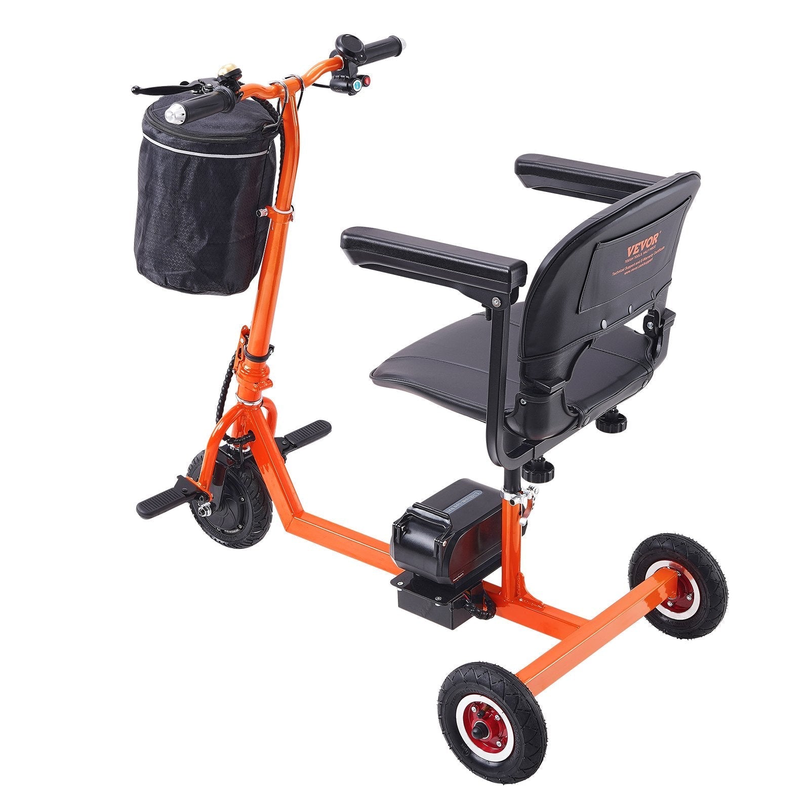 VEVOR Foldable 3 Wheel Mobility Scooter for Seniors, Portable Electric Powered Mobility Scooter with 12 Mile Long Range, All Terrain Travel Wheelchair with 48V Lithium-ion Battery, Max Support 330LBS