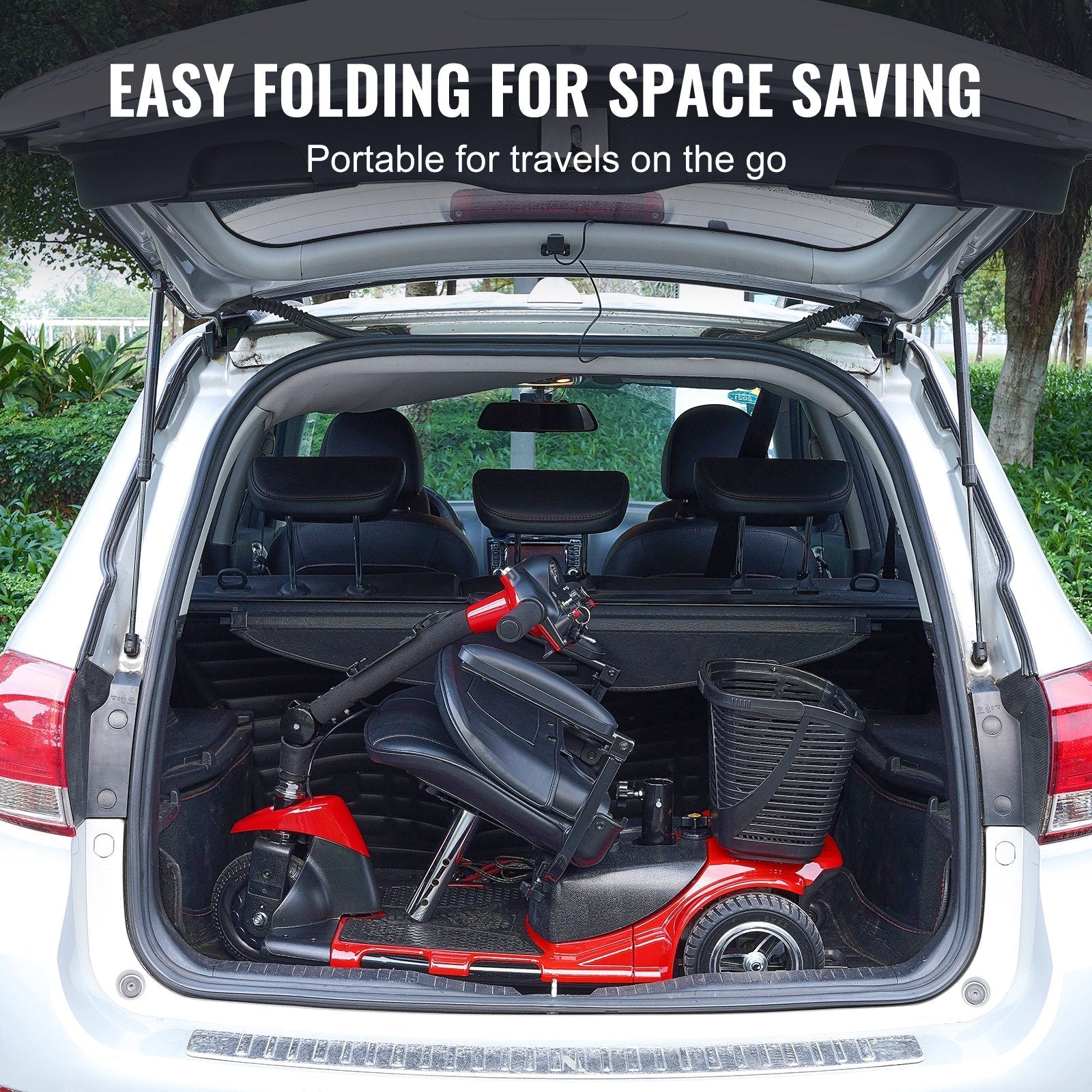 VEVOR 3 Wheel Folding Mobility Scooter for Adults & Seniors, Heavy-Duty Electric Powered Mobility Scooter & 12 Mile Long Range, All Terrain Travel Wheelchair with 9° Climbing Capacity, 265lb Capacity