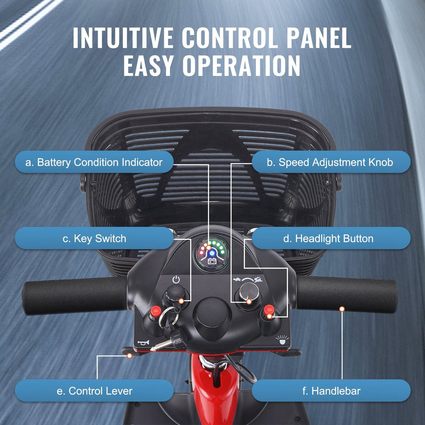 VEVOR 3 Wheel Folding Mobility Scooter for Adults & Seniors, Heavy-Duty Electric Powered Mobility Scooter & 12 Mile Long Range, All Terrain Travel Wheelchair with 9° Climbing Capacity, 265lb Capacity