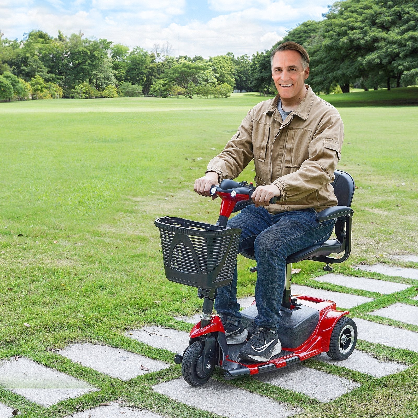 VEVOR 3 Wheel Folding Mobility Scooter for Adults & Seniors, Heavy-Duty Electric Powered Mobility Scooter & 12 Mile Long Range, All Terrain Travel Wheelchair with 9° Climbing Capacity, 265lb Capacity