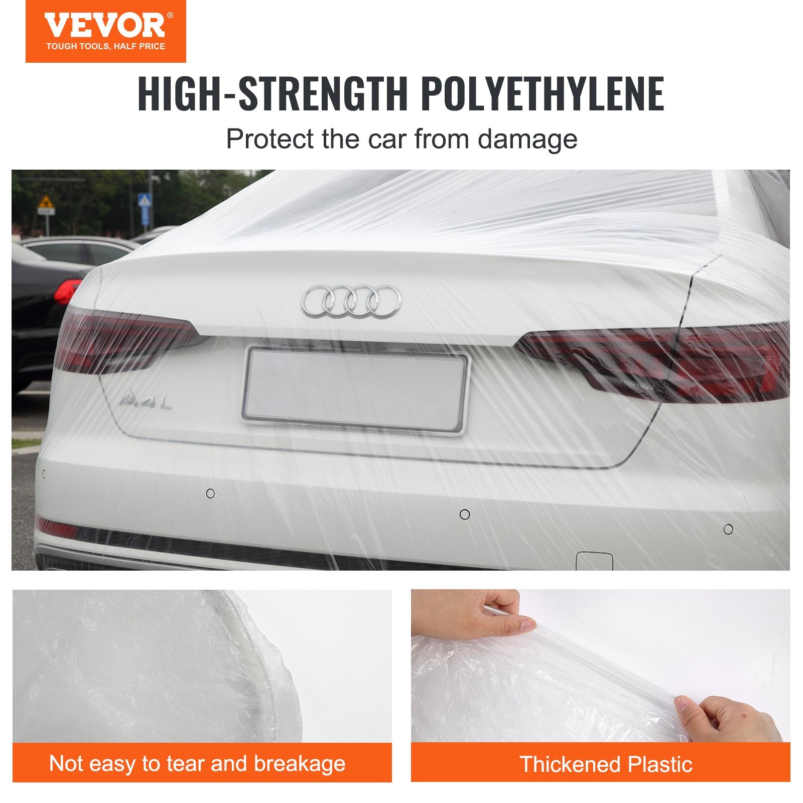 10 PACK Clear Plastic Temporary Universal Disposable Car Cover Rain Dust Garage