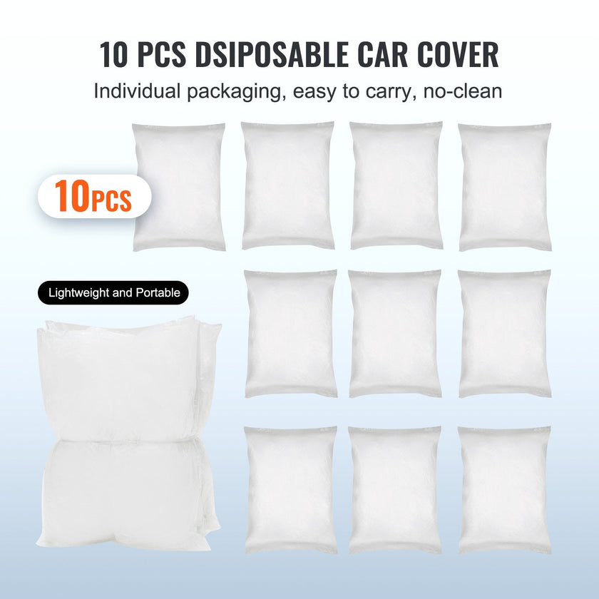 10 PACK Clear Plastic Temporary Universal Disposable Car Cover Rain Dust Garage