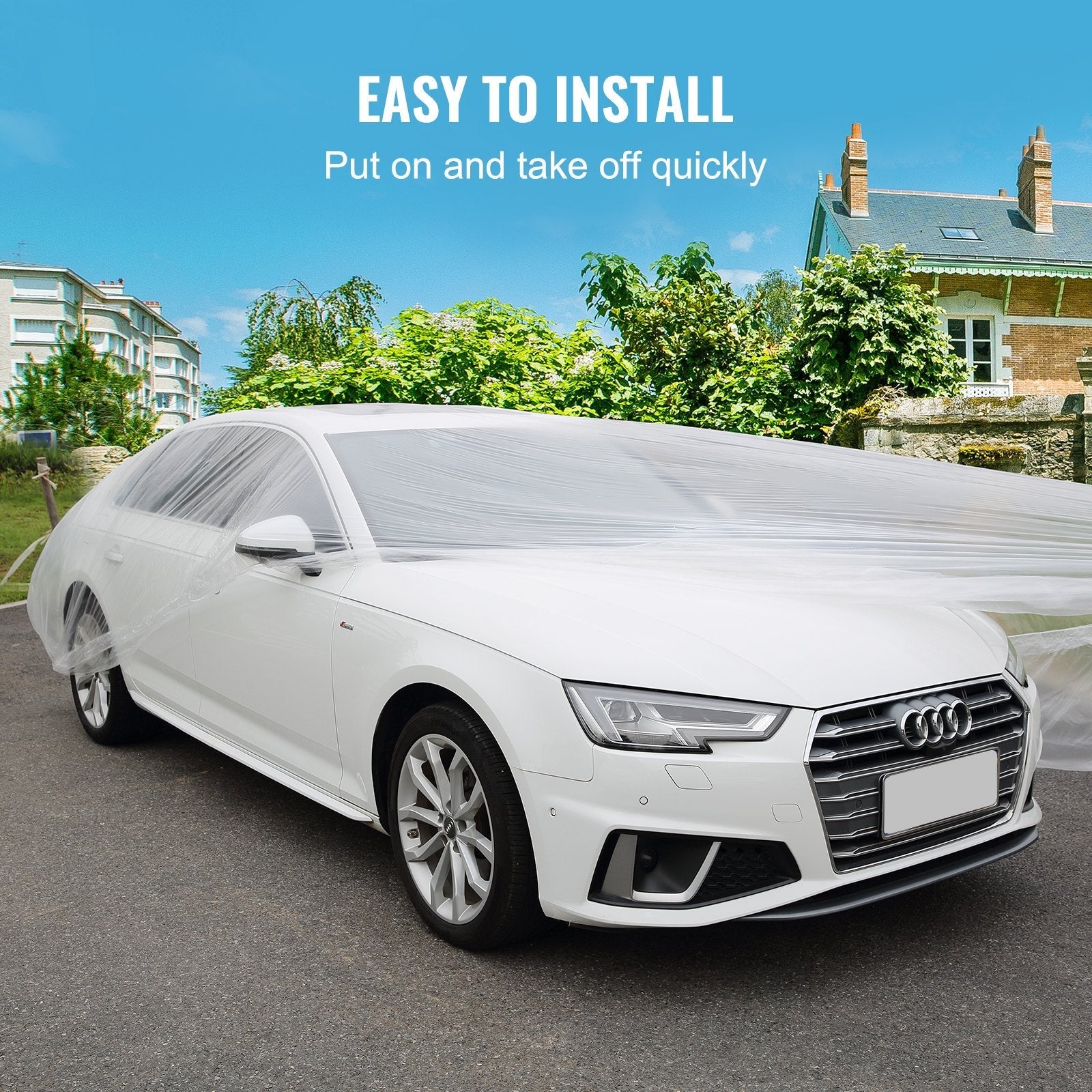 10 PACK Clear Plastic Temporary Universal Disposable Car Cover Rain Dust Garage