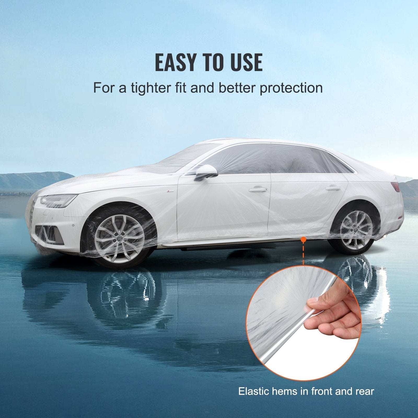 10 PACK Clear Plastic Temporary Universal Disposable Car Cover Rain Dust Garage