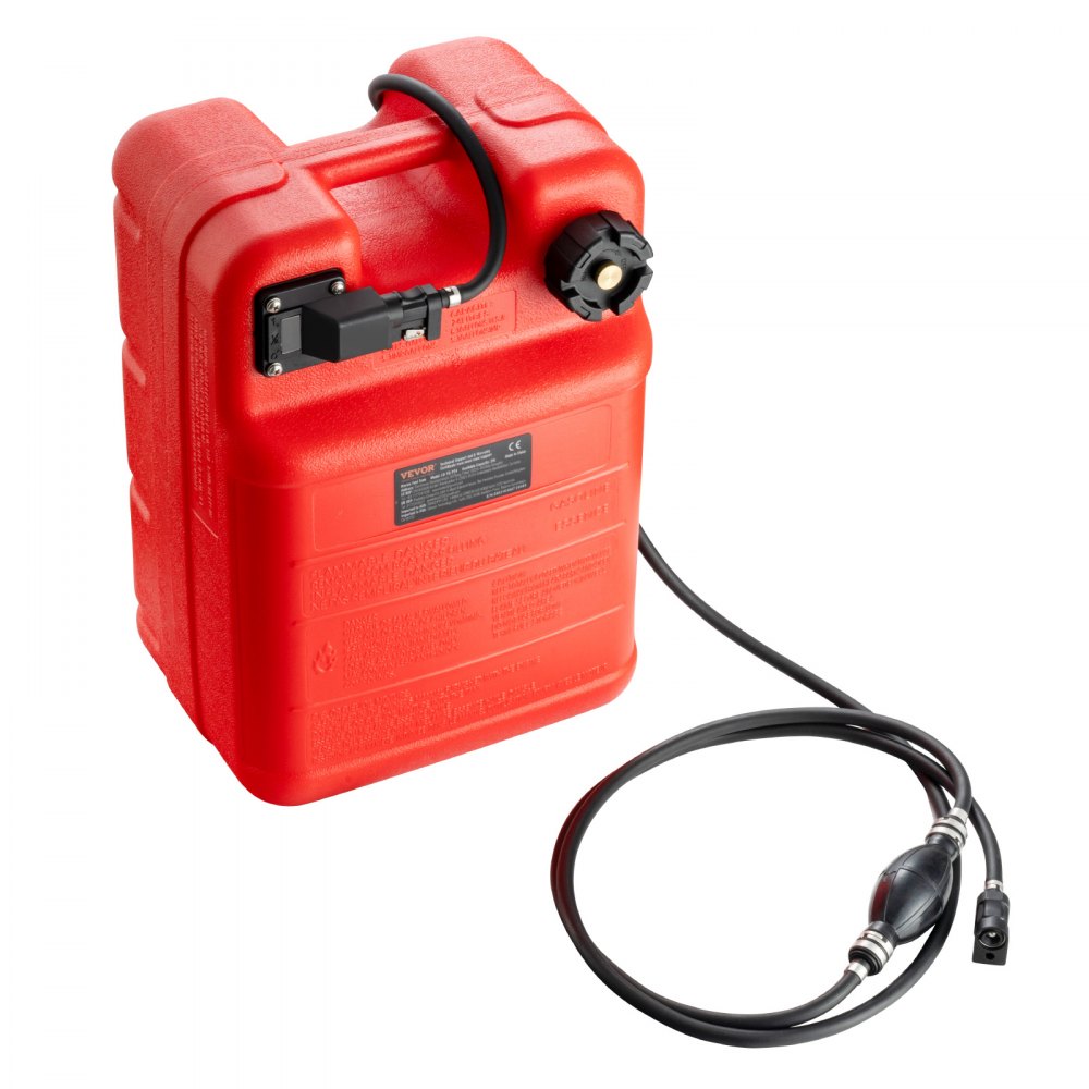VEVOR Marine Fuel Tank, 6.34 Gallon/24L, Portable Boat Fuel Gas Tank for Outboard Engine Boats, Plastic Outboard Marine Boat Fuel Tank with Hose, Easy to Carry for Yacht, Fishing Boat, Deck Boat, Red