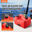 VEVOR Marine Fuel Tank, 3.17 Gallon/12L, Portable Boat Fuel Gas Tank for Outboard Engine Boats, Plastic Outboard Marine Boat Fuel Tank with Hose, Easy to Carry for Yacht, Fishing Boat, Deck Boat, Red