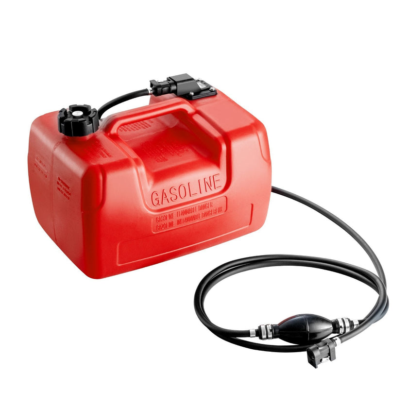 VEVOR Marine Fuel Tank, 3.17 Gallon/12L, Portable Boat Fuel Gas Tank for Outboard Engine Boats, Plastic Outboard Marine Boat Fuel Tank with Hose, Easy to Carry for Yacht, Fishing Boat, Deck Boat, Red