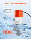VEVOR Livewell Pump for Boat 12V 1100GPH Livewell Aerator Pump Straight 2 Inlets