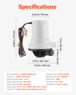 VEVOR Livewell Pump for Boat 12V 1600GPH Livewell Aerator Pump Straight 2 Inlets