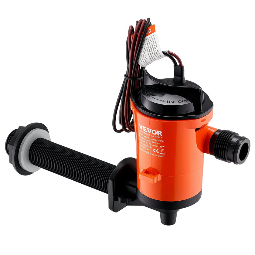 VEVOR Livewell Pump for Boat 12V 800 GPH 90°Livewell Aerator Pump Baitwell Pump