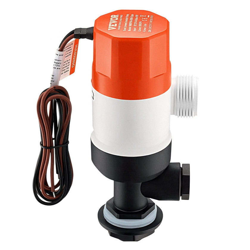VEVOR Livewell Pump for Boat 12V 800 GPH Livewell Aerator Pump Straight 2 Inlets