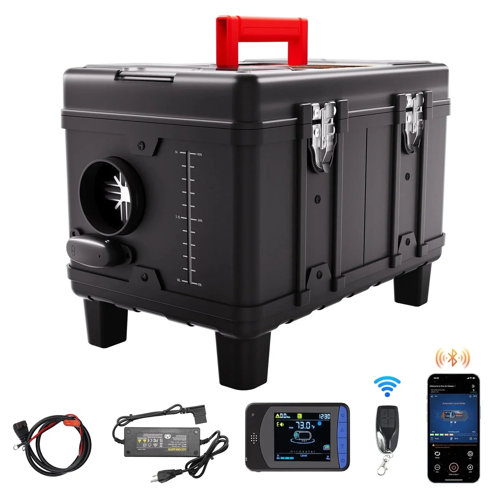 VEVOR 8KW Diesel Heater, 12V/24V All-in-One Diesel Air Heater with Bluetooth App, Remote Control, Display Screen & CO Alarm, Fast Heating Portable Diesel Heater for Vehicles and Garage