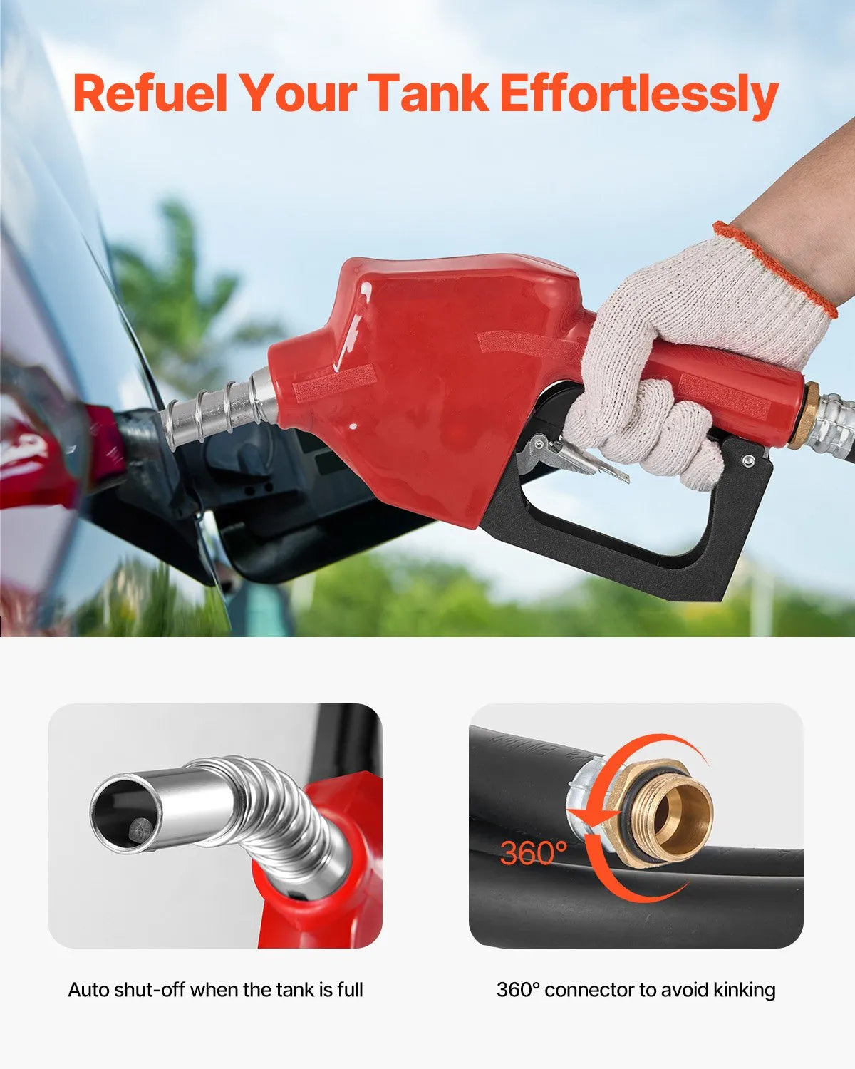 VEVOR Portable Diesel Fuel Tank 58 Gal Gasoline Tank 12V Transfer Pump 10GPM