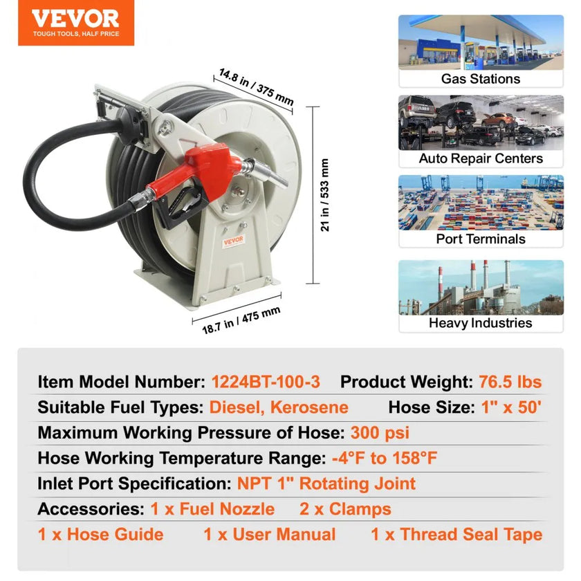 VEVOR Fuel Hose Reel, 1
