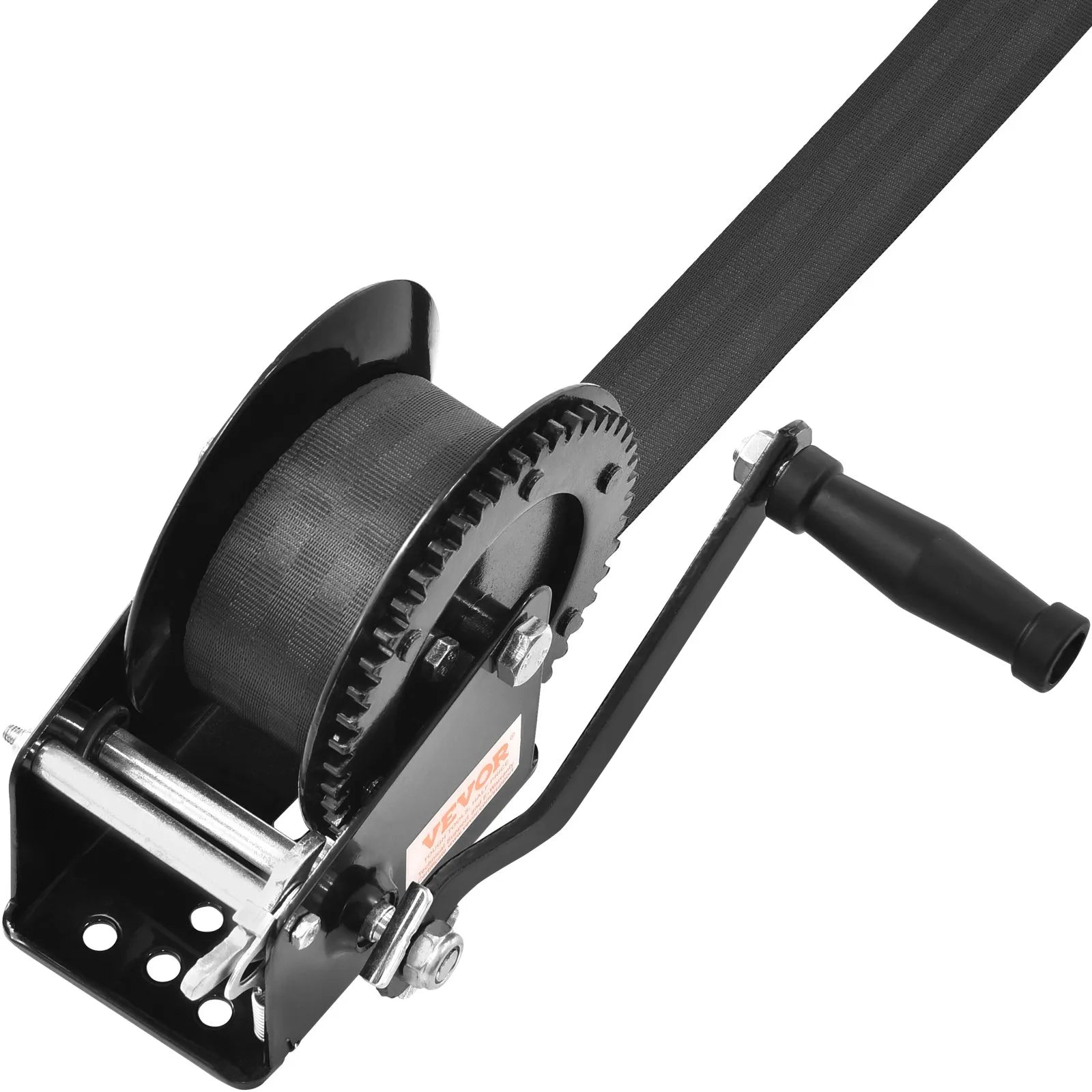 VEVOR Hand Winch, 1600 lbs Pulling Capacity, Boat Trailer Winch Heavy Duty Rope Crank with 33 ft Polyester Strap and Two-Way Ratchet, Manual Operated Hand Crank Winch for Trailer, Boat or ATV Towing