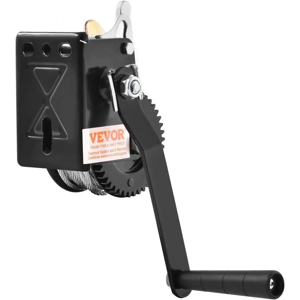VEVOR Hand Winch, 800 lbs Pulling Capacity, Boat Trailer Winch Heavy Duty Rope Crank with 33 ft Steel Wire Cable and Two-Way Ratchet, Manual Operated Hand Crank Winch for Trailer, Boat or ATV Towing