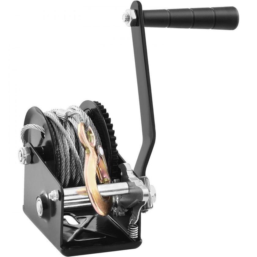 VEVOR Hand Winch, 800 lbs Pulling Capacity, Boat Trailer Winch Heavy Duty Rope Crank with 33 ft Steel Wire Cable and Two-Way Ratchet, Manual Operated Hand Crank Winch for Trailer, Boat or ATV Towing