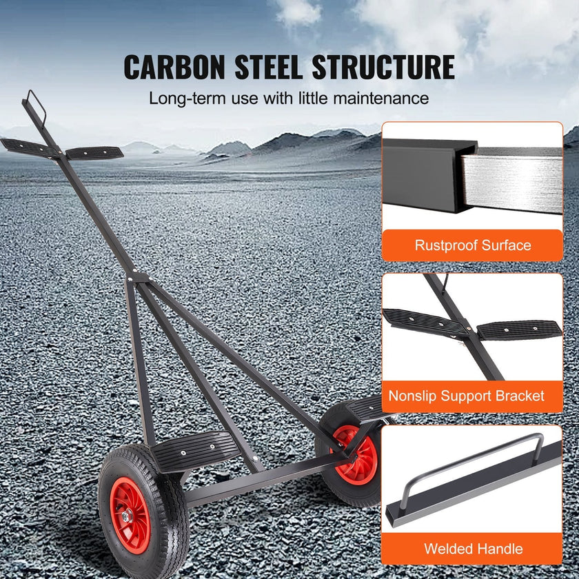 VEVOR Boat Trailer Dolly 420lbs Load Capacity, Carbon Steel Trailer Mover with 96''-116'' Adjustable Length, 16'' Pneumatic Tires & Nonslip Support Bracket, for Moving Kayak Motorboat Fishing Boat