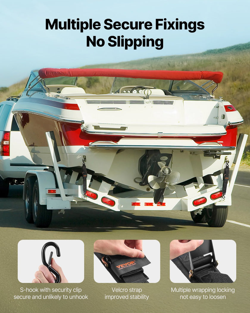 VEVOR Retractable Ratchet Straps Tie Down Straps 2 in x 2 ft for Boat (2 Pack)