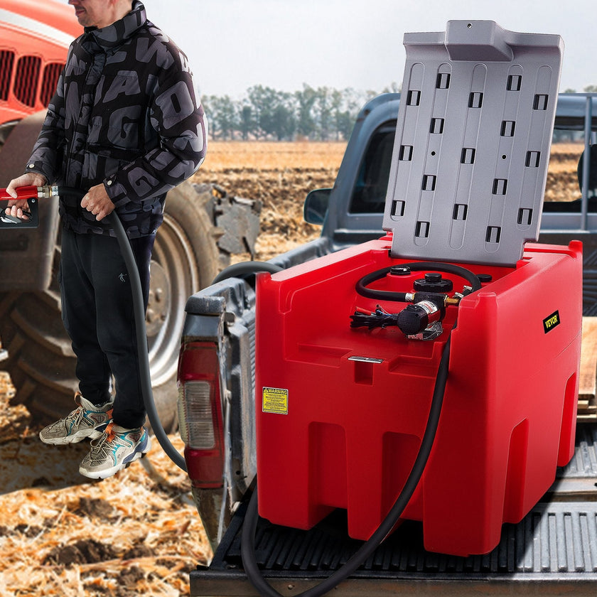 VEVOR Portable Diesel Tank, 116 Gallon Capacity, Diesel Fuel Tank with 12V Electric Transfer Pump, Polyethylene Diesel Transfer Tank for Easy Fuel Transportation, Red