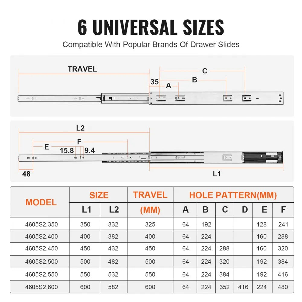 VEVOR Drawer Slides Side Mount Rails, Soft-Close10 Pairs 18 Inch, Heavy Duty Full Extension Steel Track, Noiseless Guide Glides Cabinet Kitchen Runners with Ball Bearing, 100 Lbs Load Capacity