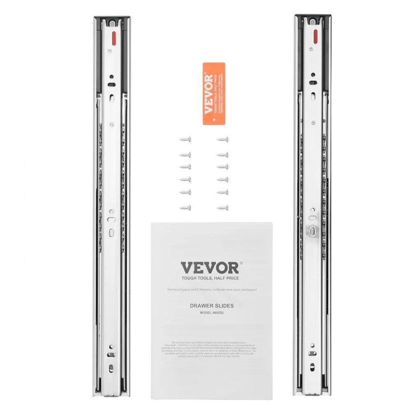VEVOR Drawer Slides Side Mount Rails, Soft-Close10 Pairs 18 Inch, Heavy Duty Full Extension Steel Track, Noiseless Guide Glides Cabinet Kitchen Runners with Ball Bearing, 100 Lbs Load Capacity