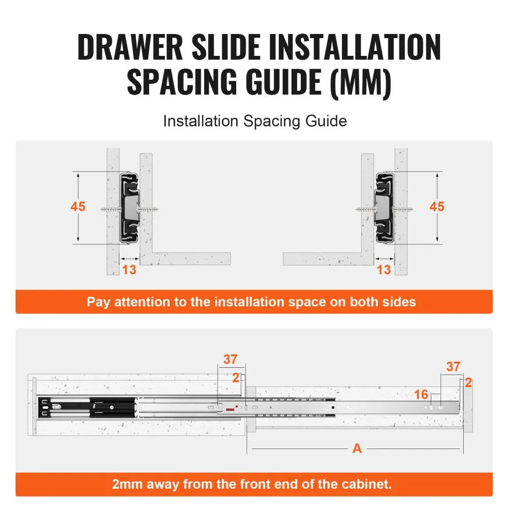 VEVOR Drawer Slides Side Mount Rails, Soft-Close 6 Pairs 24 Inch, Heavy Duty Full Extension Steel Track, Noiseless Guide Glides Cabinet Kitchen Runners with Ball Bearing, 100 Lbs Load Capacity