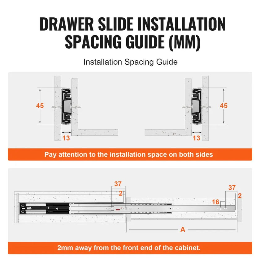 VEVOR Drawer Slides Side Mount Rails, Soft-Close 6 Pairs 24 Inch, Heavy Duty Full Extension Steel Track, Noiseless Guide Glides Cabinet Kitchen Runners with Ball Bearing, 100 Lbs Load Capacity