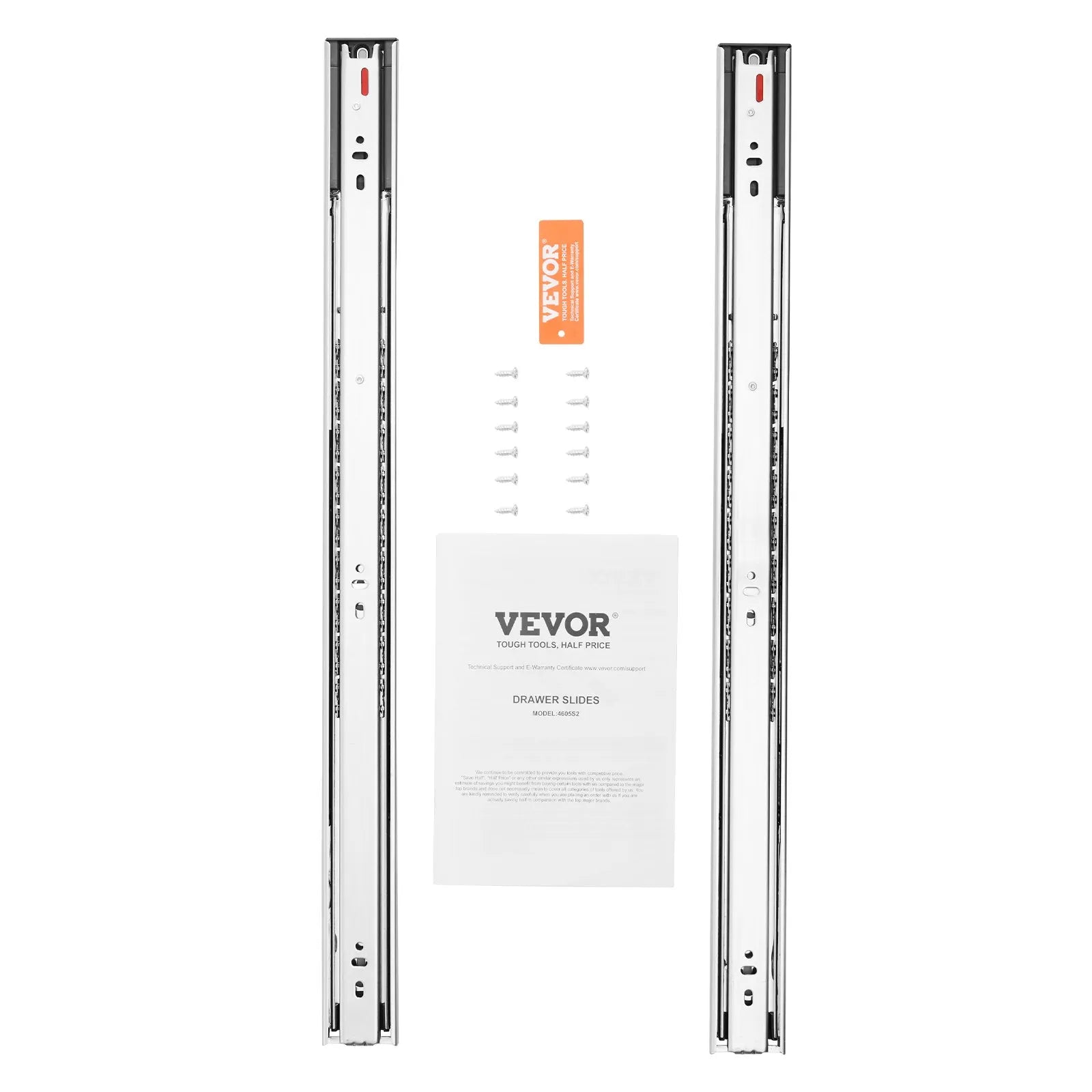 VEVOR Drawer Slides Side Mount Rails, Soft-Close 10 Pairs 24 Inch, Heavy Duty Full Extension Steel Track, Noiseless Guide Glides Cabinet Kitchen Runners with Ball Bearing, 100 Lbs Load Capacity