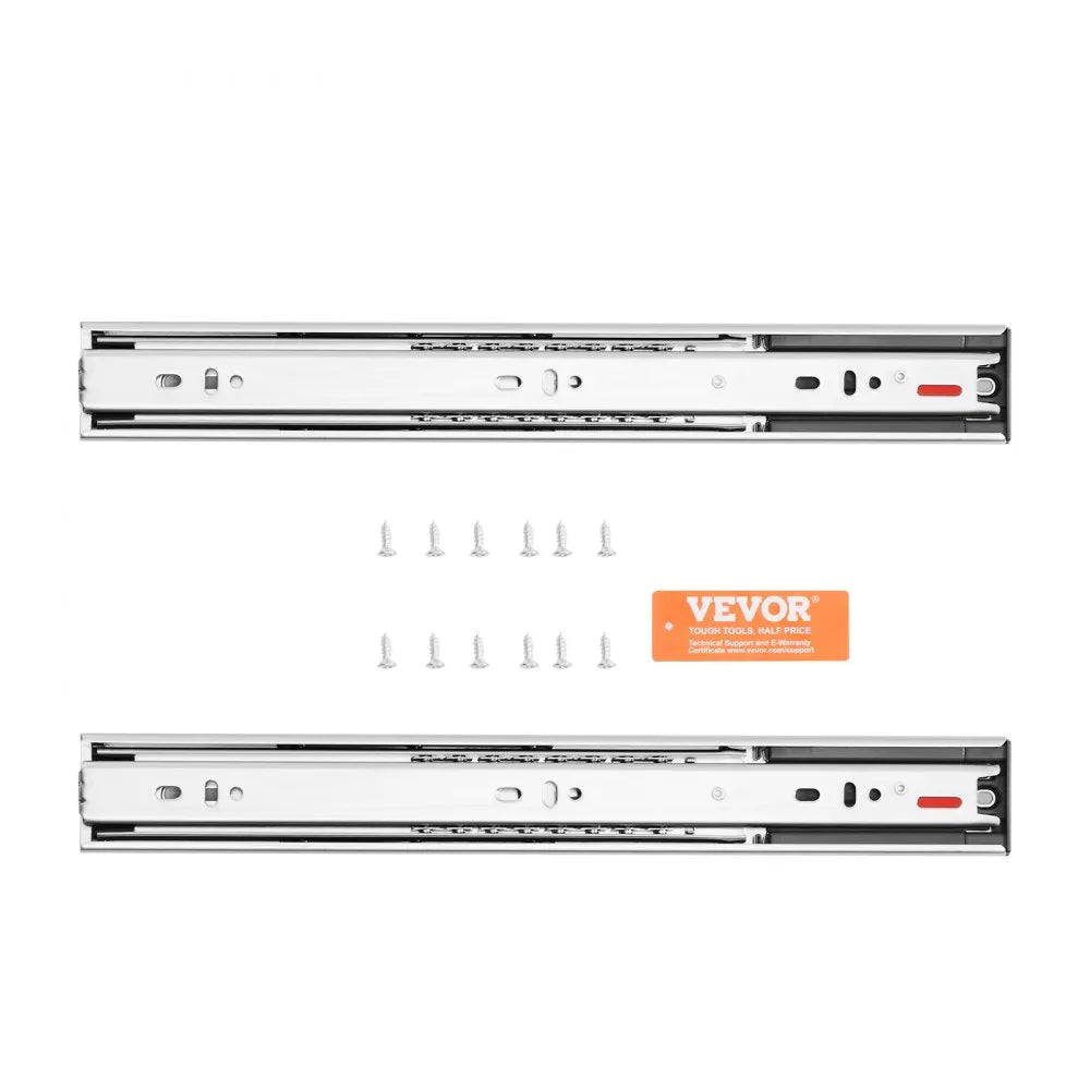 VEVOR Drawer Slides Side Mount Rails, Soft-Close 10 Pairs 20 Inch, Heavy Duty Full Extension Steel Track, Noiseless Guide Glides Cabinet Kitchen Runners with Ball Bearing, 100 Lbs Load Capacity