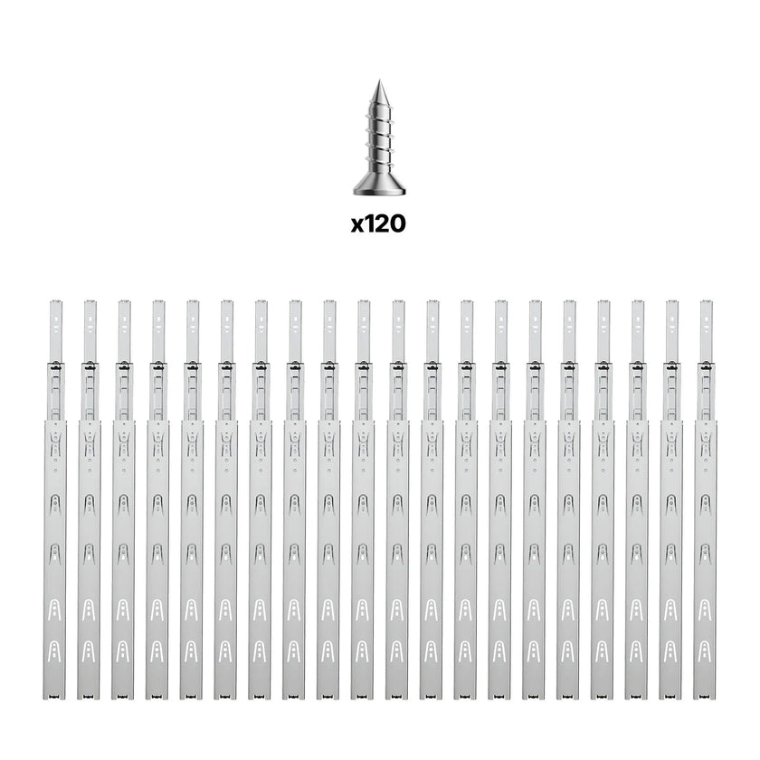 VEVOR Drawer Cabinet Slides Side Mount 24 inch 10 Pairs 100 LB Load Replacement