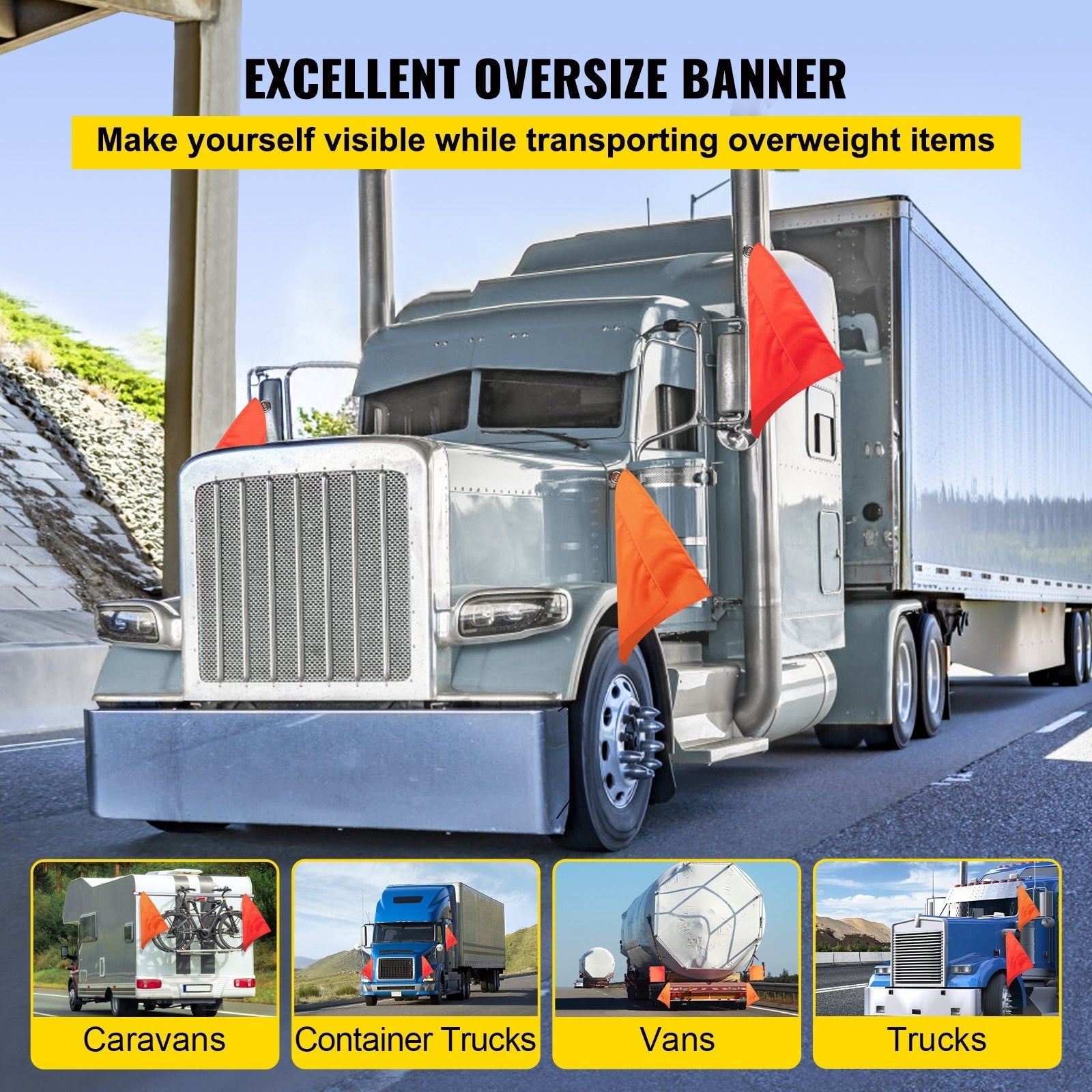 VEVOR Oversize Load Sign Oversize Flag 18 x 18 Inch Wide Load Signs for Trucks