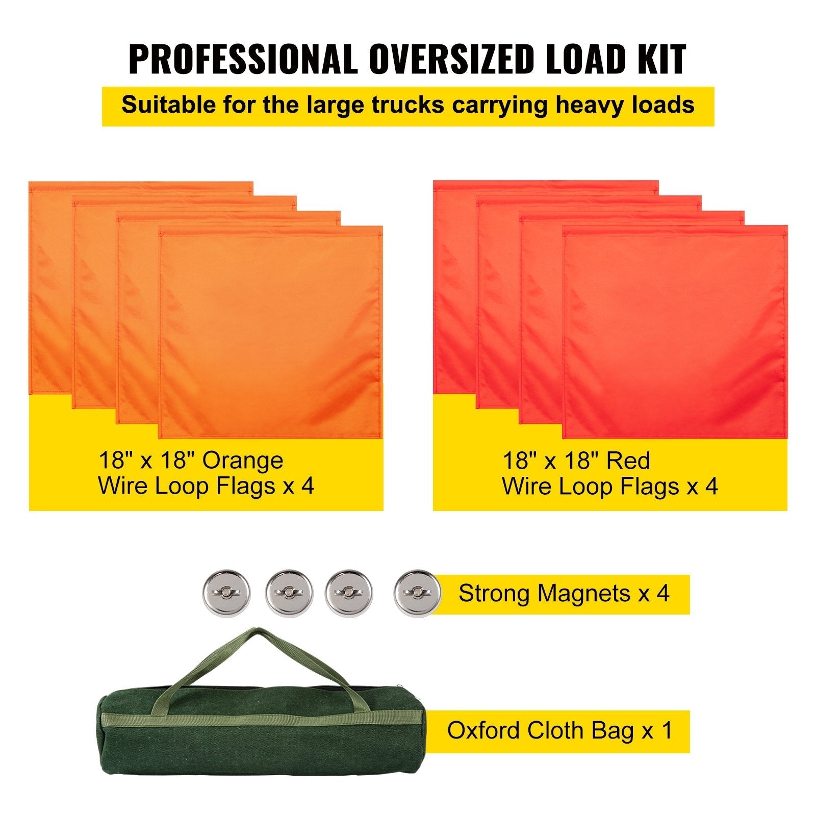 VEVOR Oversize Load Sign Oversize Flag 18 x 18 Inch Wide Load Signs for Trucks